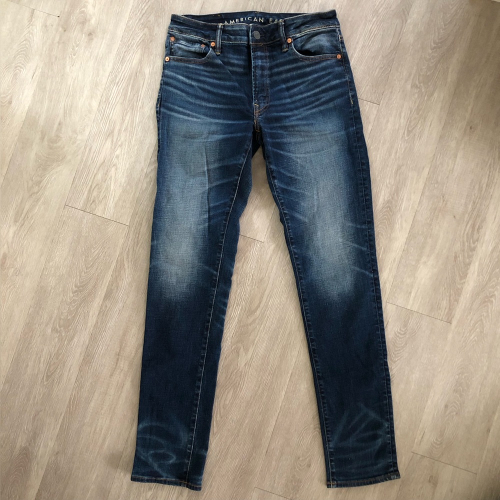 American Eagle Slim Airflex Denim Dark Blue Jeans Mens 30x34